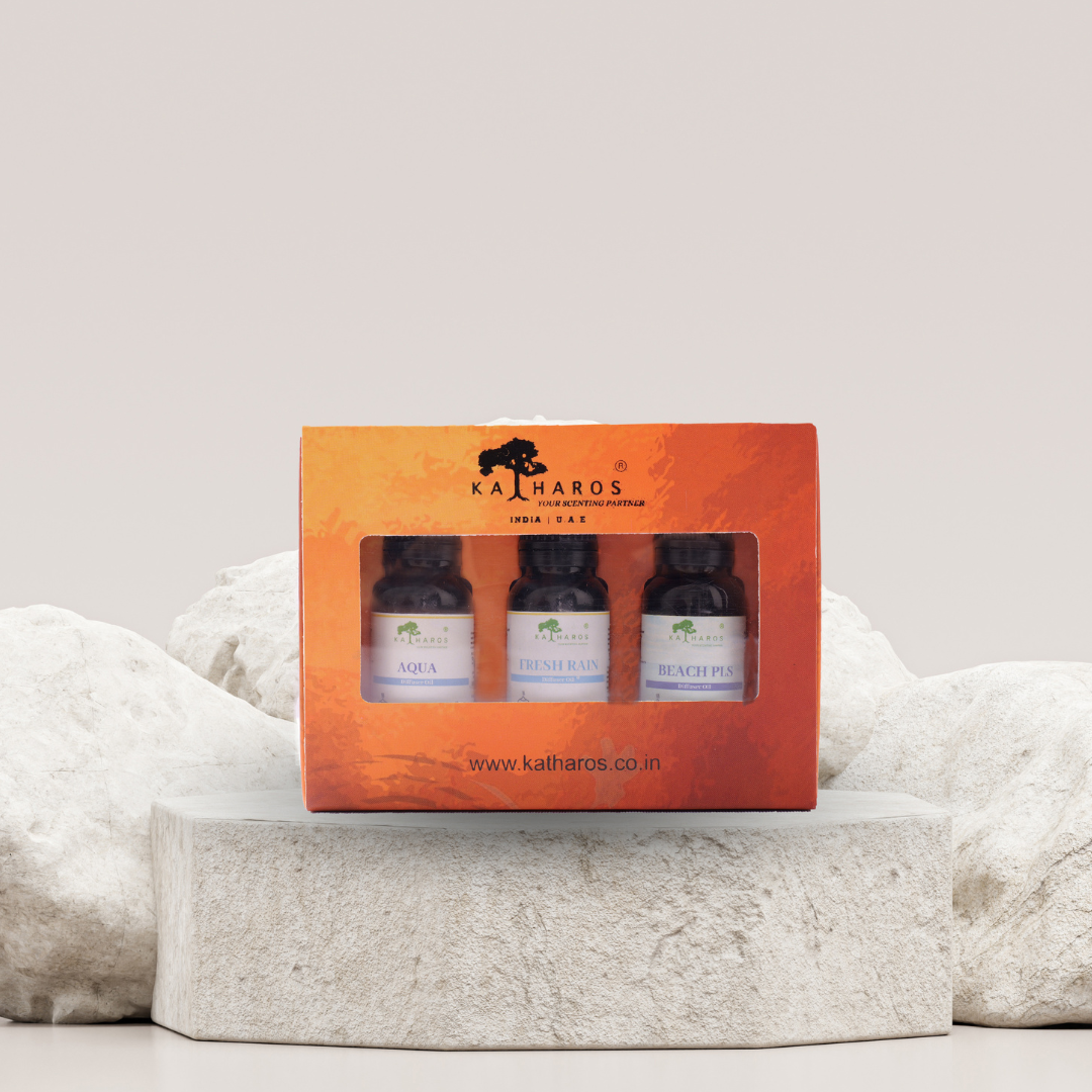 Aqueous Aroma Diffuser/Humidifier Oil Set of 3- Aqua, Fresh Rain, Beach Pls 15 mL Each (Cop