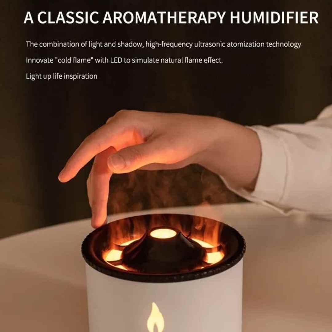 Katharos Ultrasonic Aroma Humidifier (Volcano Effect) | Oudh Diffuser Oil 15 mL +  Lemongrass Diffuser Oil 15 mL Complimentary