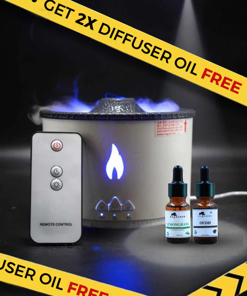 Volcano Effect Aroma Humidifier/Diffuser + 2x Complimentary Diffuser Oils