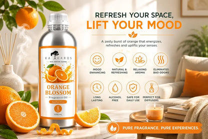 KATHAROS Orange Blossom Diffuser Oil 1 Litre | Alcohol-Free Home Fragrance Oil for Reed Diffusers, Humidifiers & Aroma Diffusers | Long-Lasting Fresh Citrus Aroma for Home, Office, Spa & Hotel Ambiance