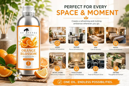 KATHAROS Orange Blossom Diffuser Oil 1 Litre | Alcohol-Free Home Fragrance Oil for Reed Diffusers, Humidifiers & Aroma Diffusers | Long-Lasting Fresh Citrus Aroma for Home, Office, Spa & Hotel Ambiance