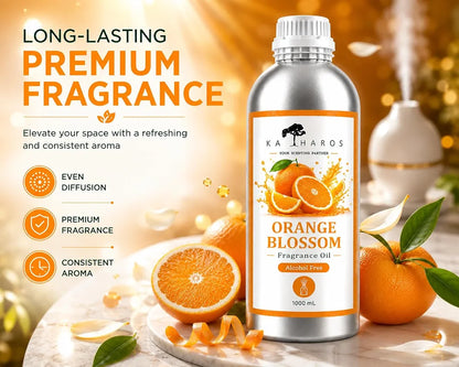KATHAROS Orange Blossom Diffuser Oil 1 Litre | Alcohol-Free Home Fragrance Oil for Reed Diffusers, Humidifiers & Aroma Diffusers | Long-Lasting Fresh Citrus Aroma for Home, Office, Spa & Hotel Ambiance