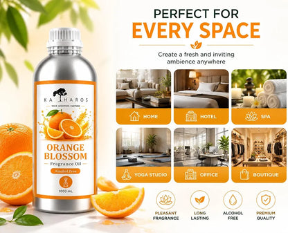 KATHAROS Orange Blossom Diffuser Oil 1 Litre | Alcohol-Free Home Fragrance Oil for Reed Diffusers, Humidifiers & Aroma Diffusers | Long-Lasting Fresh Citrus Aroma for Home, Office, Spa & Hotel Ambiance