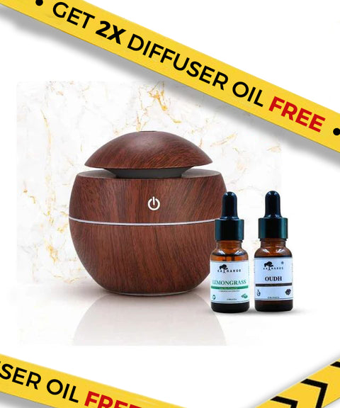 Wooden Globe Aroma Humidifier + 2x Complimentary Diffuser Oils