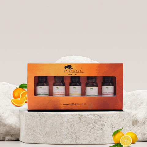 Citrus, Floral, Sandal Aroma Diffuser/Humidifier Oil  Set of 5- Lemongrass, Orange, Lemon, Jasmine, Sandalwood 15 mL Each