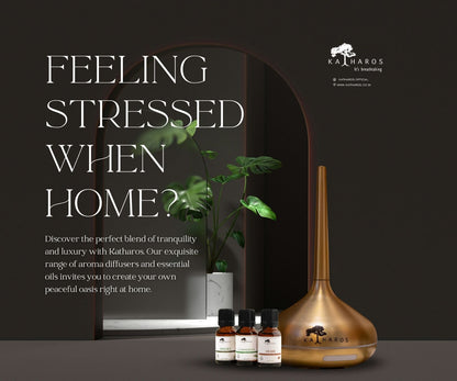 Golden Humidifier + 4x Aroma Humidifier/Diffuser Oil 15 mL Gift Combo set