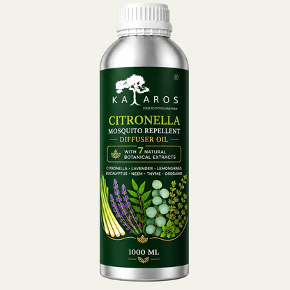 Katharos Citronella Mosquito Repellent Fragrance Oil, 1 L bottle on a light background.