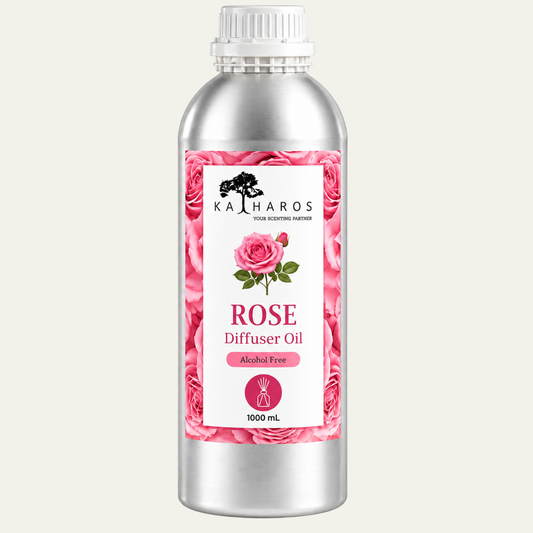 Katharos Rose Fragrance Oil, 1 L bottle on a light background.