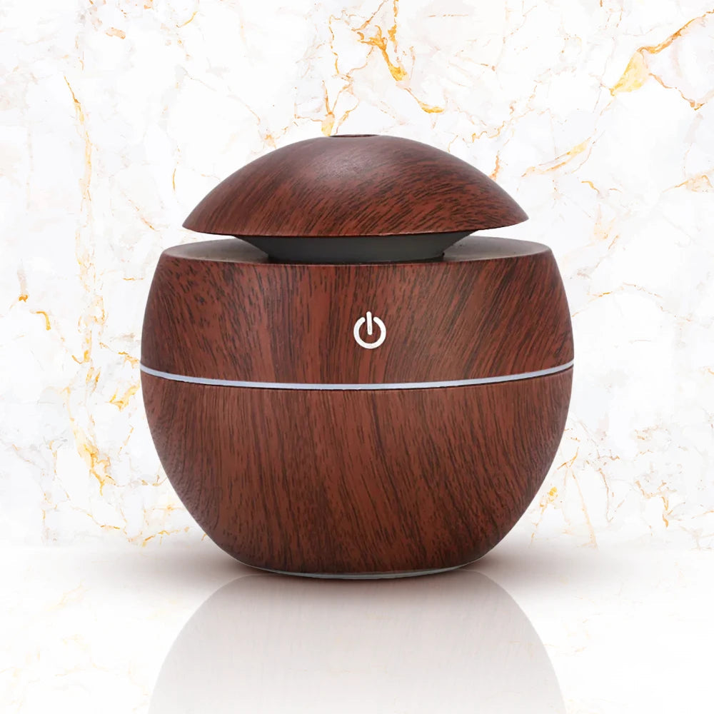 Katharos Ultrasonic Wooden Globe Aroma Diffuser (Portable with USB cord) + 2x Complimentary Diffuser Oils